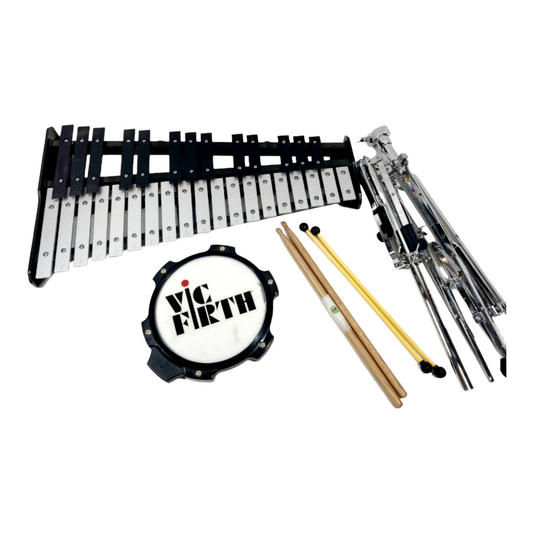 32 Notes Percussion Glockenspiel Bell Kit Xylophone Stand Pad Carry Case + more