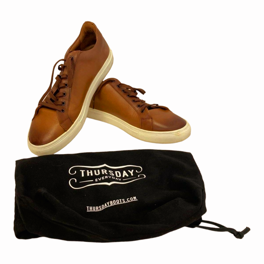 Thursday Men's Toffee Leather Everyday Flat Sneaker w/ Bag (sz 11.5)