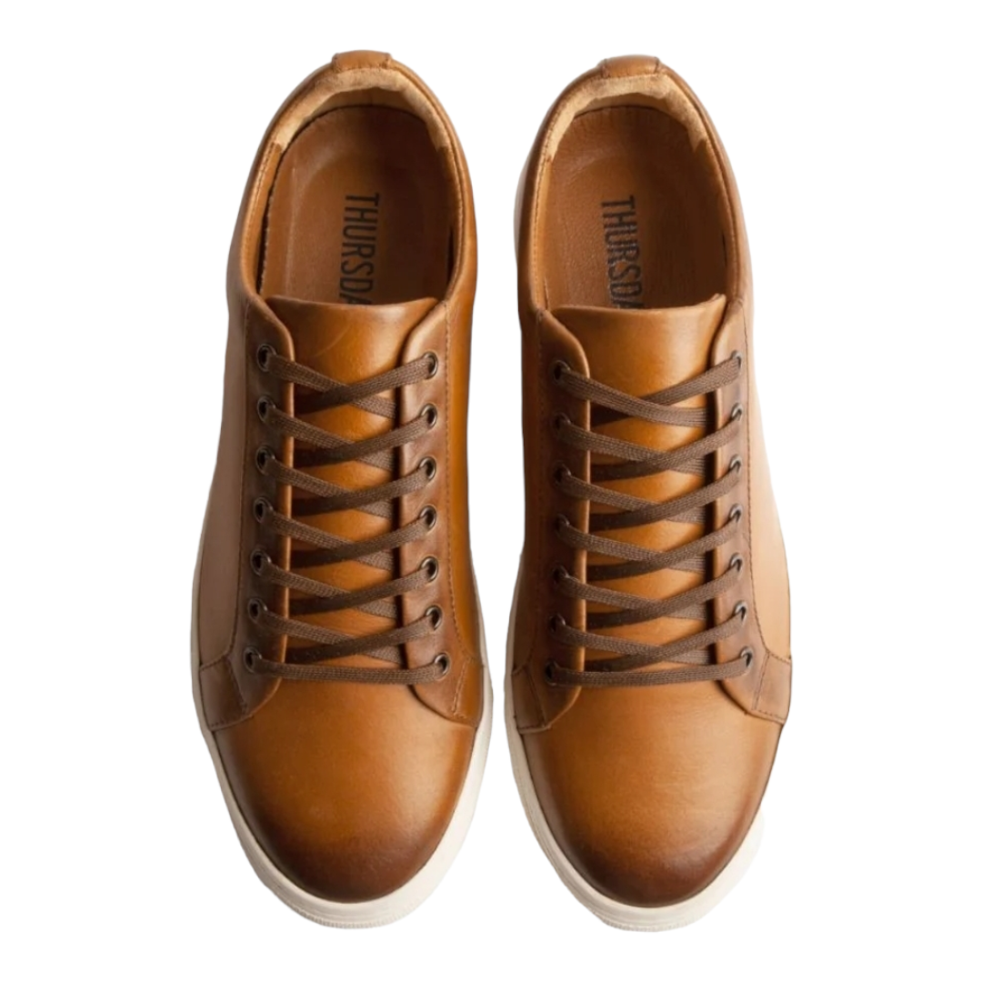Thursday Men's Toffee Leather Everyday Flat Sneaker w/ Bag (sz 11.5)