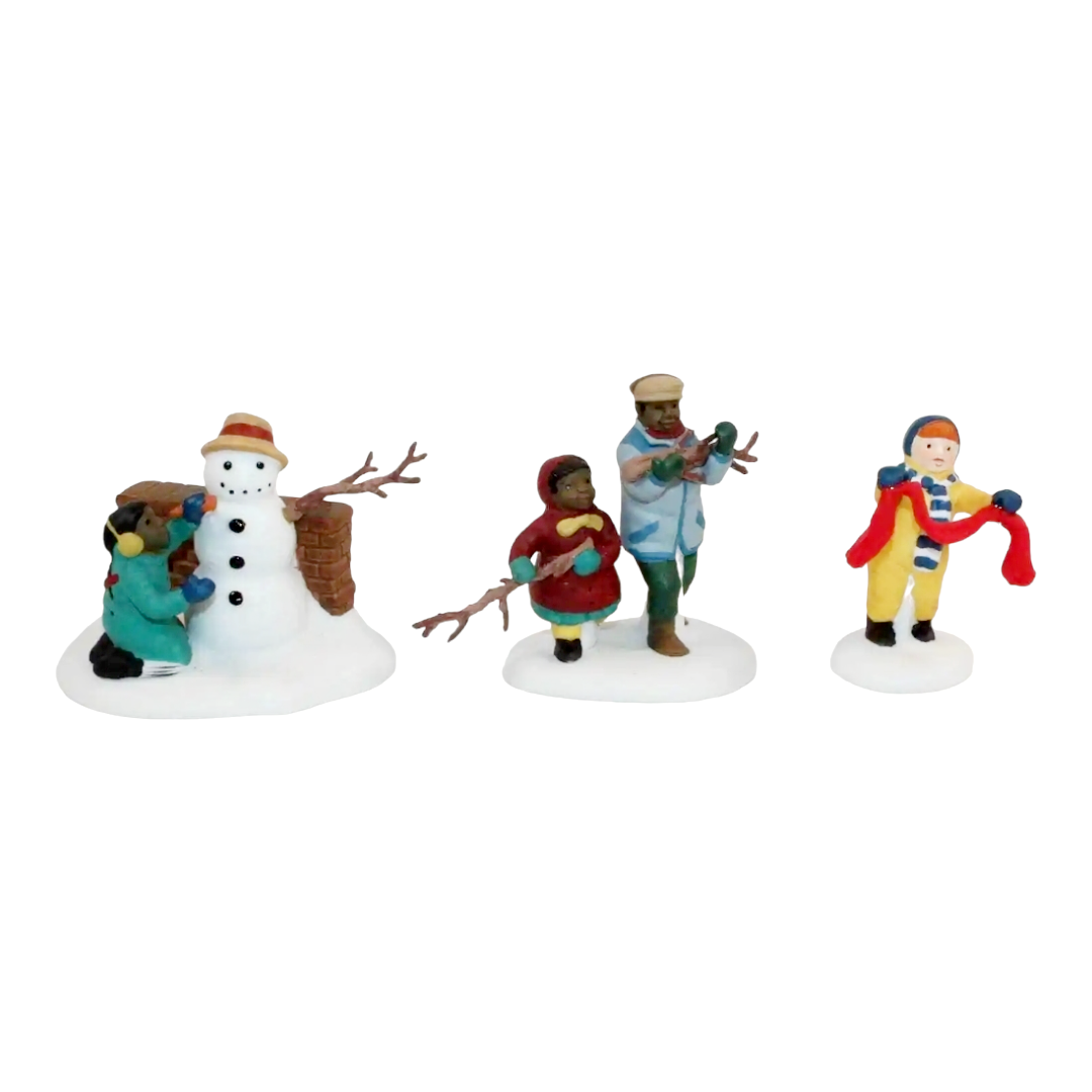 Department 56 Heritage Village "Playing In The Snow" 3-pc #5556-5