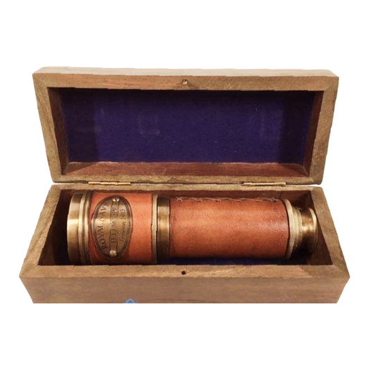 Antique *Royal Navy London 1915 Model Telescope w/ Wooden Box Maritime Collapsing Spyglass