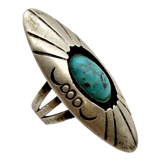 Shadowbox *Oval Sterling Silver & Turquoise Pointer Ring (sz 7.5)