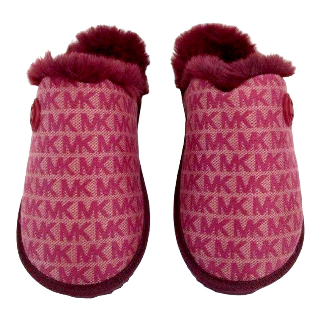 NIB *Michael Kors Berry Faux Fur Lined Slippers MK Logo (Sz 6M)