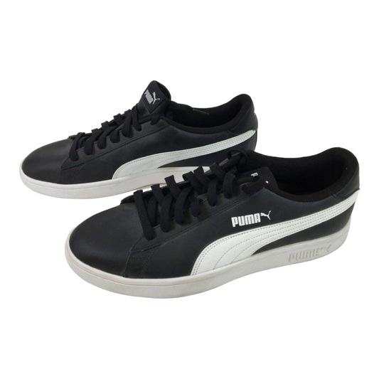 New *PUMA Men's Leather Flat Classic Black/White Sneakers (Sz 12)