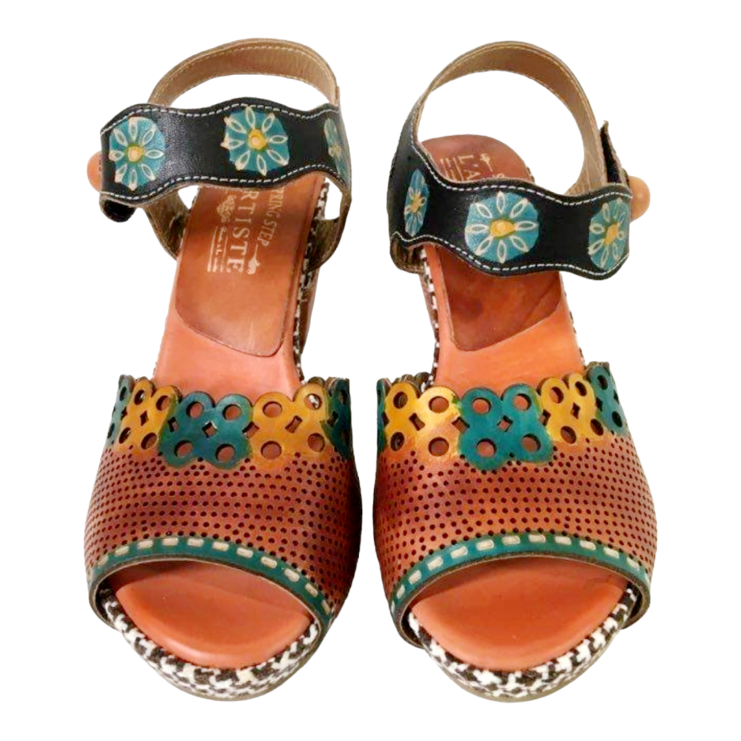 Beautiful *L'artiste Spring Step Women's Jive Multi-Color Shoes Sandals (sz 9)