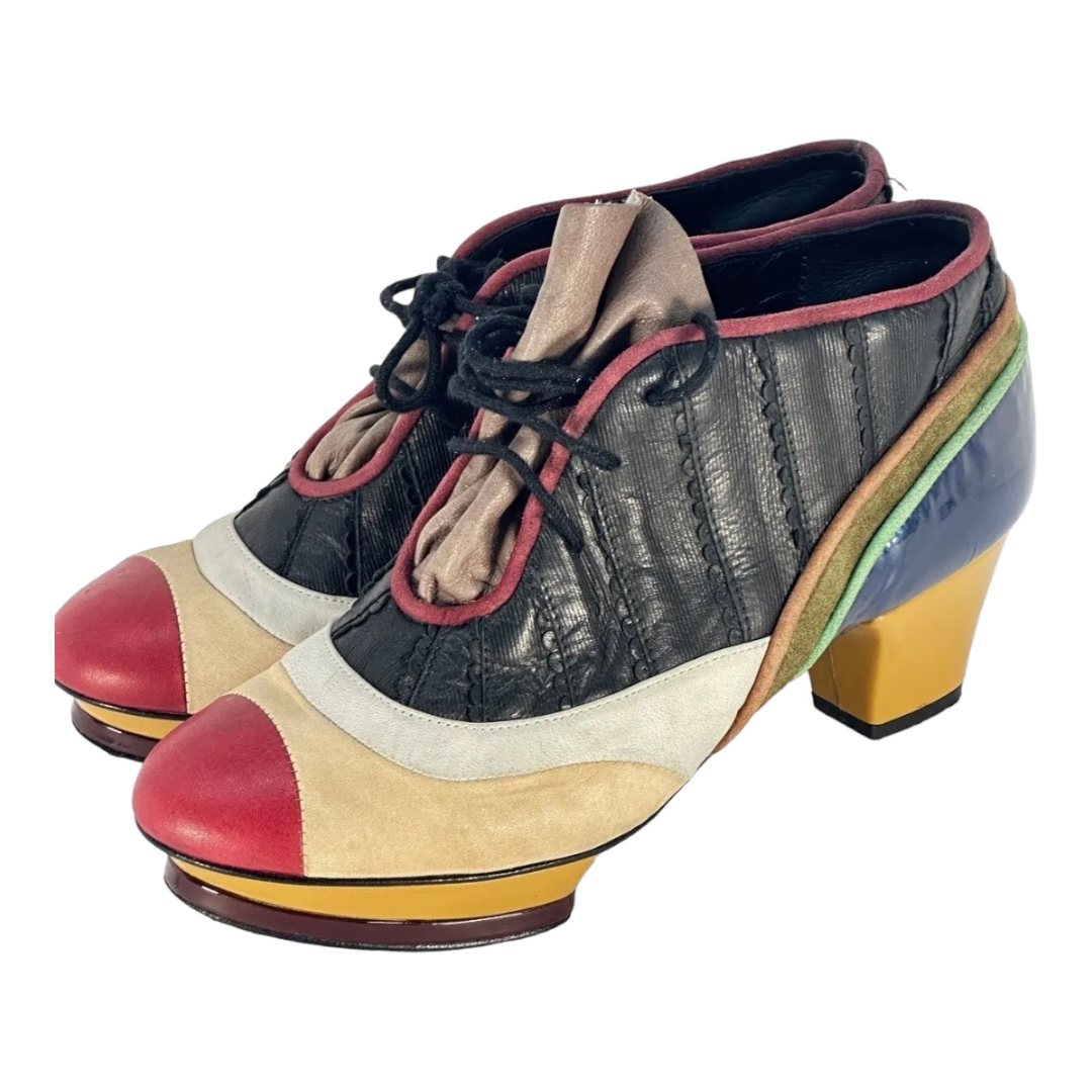 Stunning *Kron Sculptural Colorblock Lace-up Heeled Kron Anthropologie (sz 6.5)