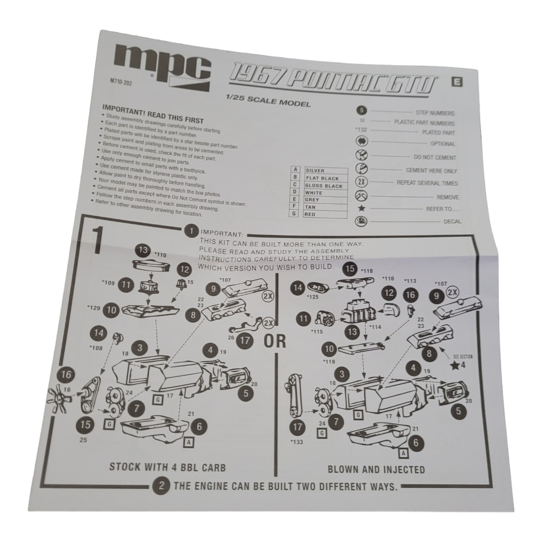 New *1967 Pontiac GTO Model Kit. MPC 1/25 Scale