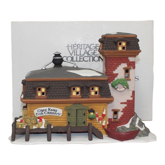 Dept. 56 *Vtg New England"Cape Keag Fish Cannery" Porcelain Lighted(1994)