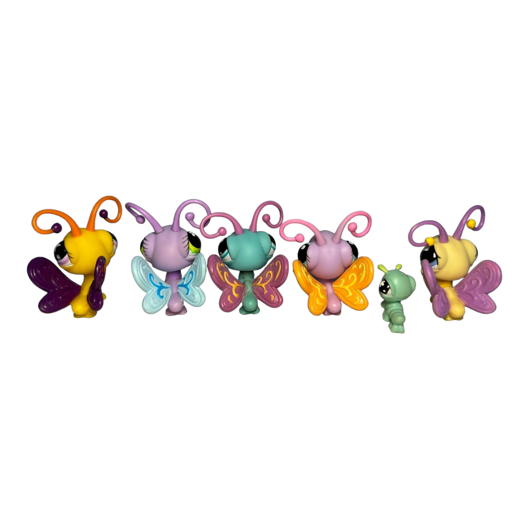 Littlest Pet Shop *Six (6) Butterflies & Inch Worm