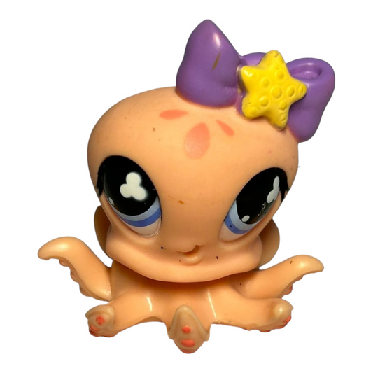 Littlest Pet Shop Lot *An Adorable "Peach Octopus w/ Purple Bow"