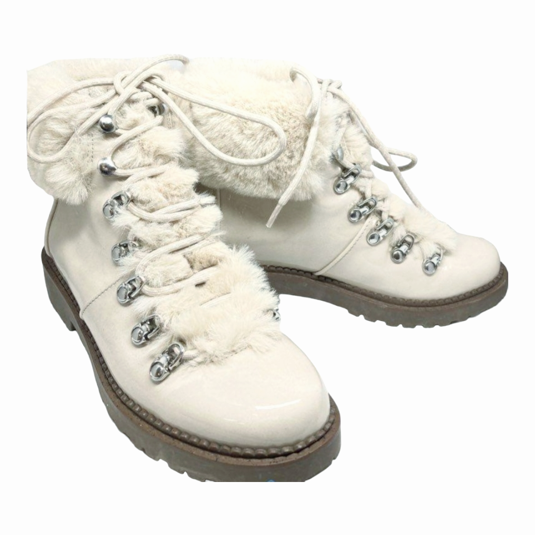 NIB *Women's Beige Faux Fur Lace Up Boot by Portland Boot Company (6.5)