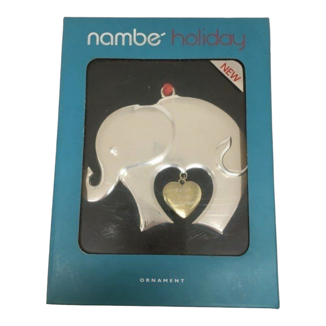 NIB *Nambe Holiday "Baby's 1st Christmas" Elephant Heart Ornament #MT1427