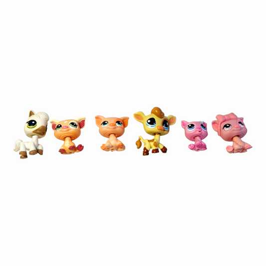 Littlest Pet Shop *Six (6) Farmhands Horse Cow Pigs