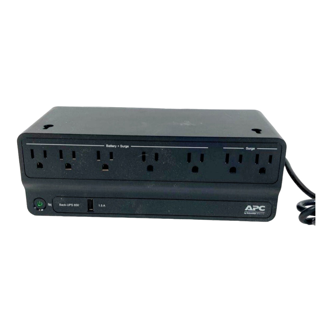 APC - Back-UPS 650VA 7-Outlet/1-USB Battery Back-Up and Surge Protector - Black