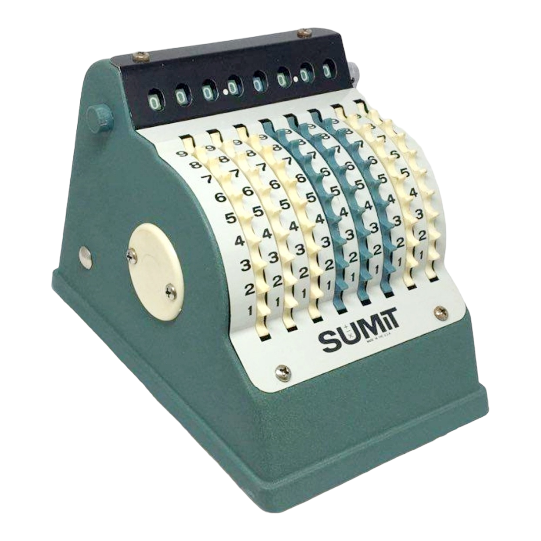 Vintage Sumit Manual Wheeled Calculator Adding Machine 1950s w/ Box "Sum-It"