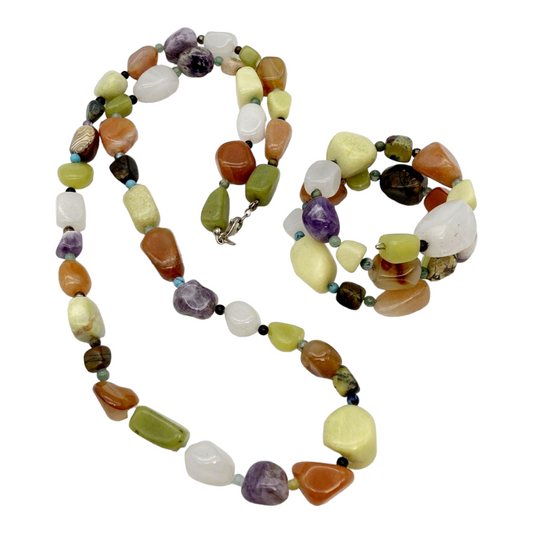Beautiful *Jay King DTR Multi Gemstone Sterling Beaded 28" Necklace & Bracelet