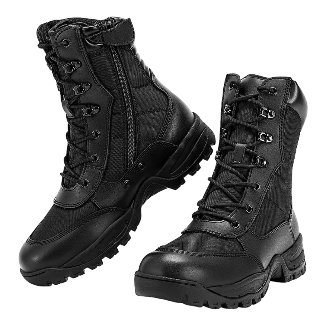 New *Wideway Milforce Military Work Combat Black Leather Boots (Size 9)