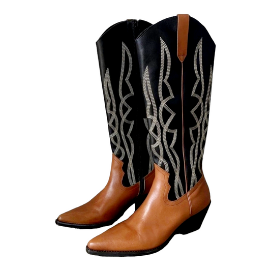 Coconuts by Matisse Alpine Leather Two-Tone Western Boots Snip-Toe (Sz 6M)