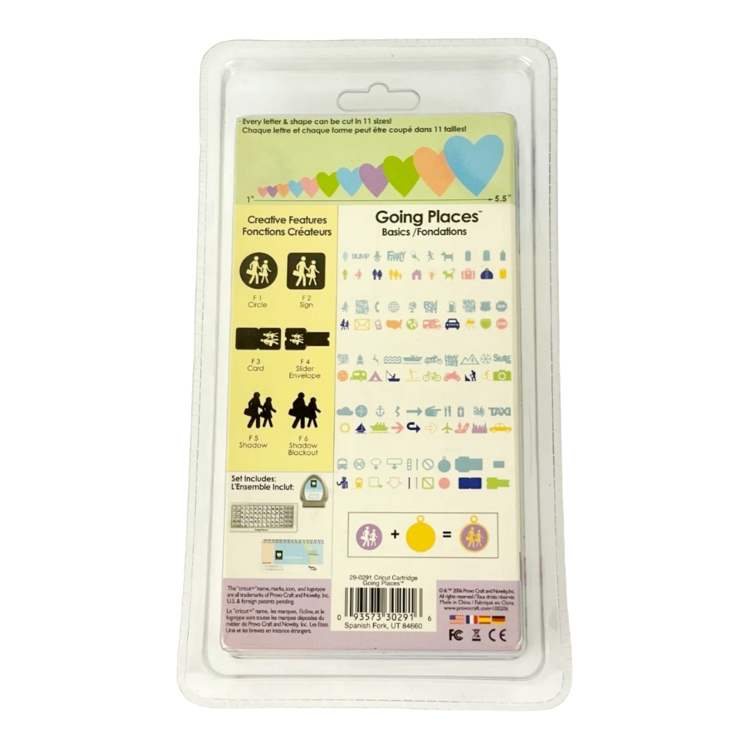 New *Cricut Cartridge "Going Places" Vehicles Shapes Shadows People (Scrapbook)