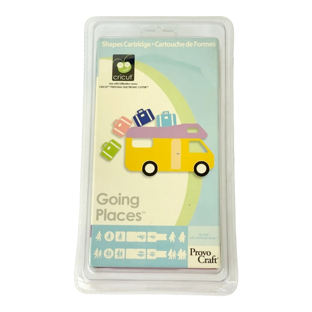 New *Cricut Cartridge "Going Places" Vehicles Shapes Shadows People (Scrapbook)