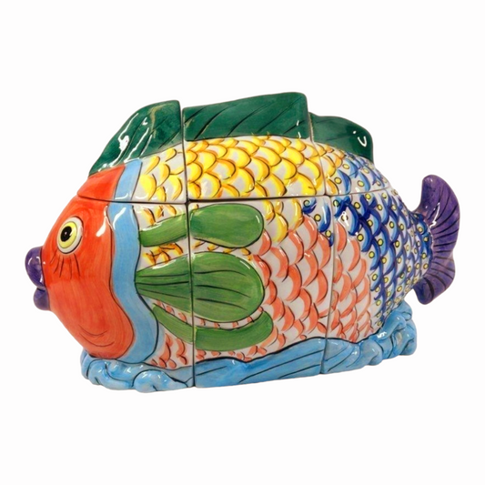 Vintage *Tabletop Sun Limited Hand Painted "Pescada Fish Cannister" 6pc (1995)