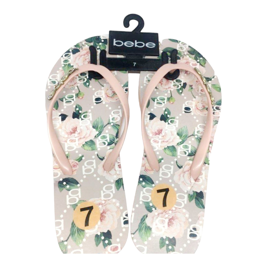 New *BEBE Florissa Nude Thong Slip on Flip Flops Sandals (Women Size 7)