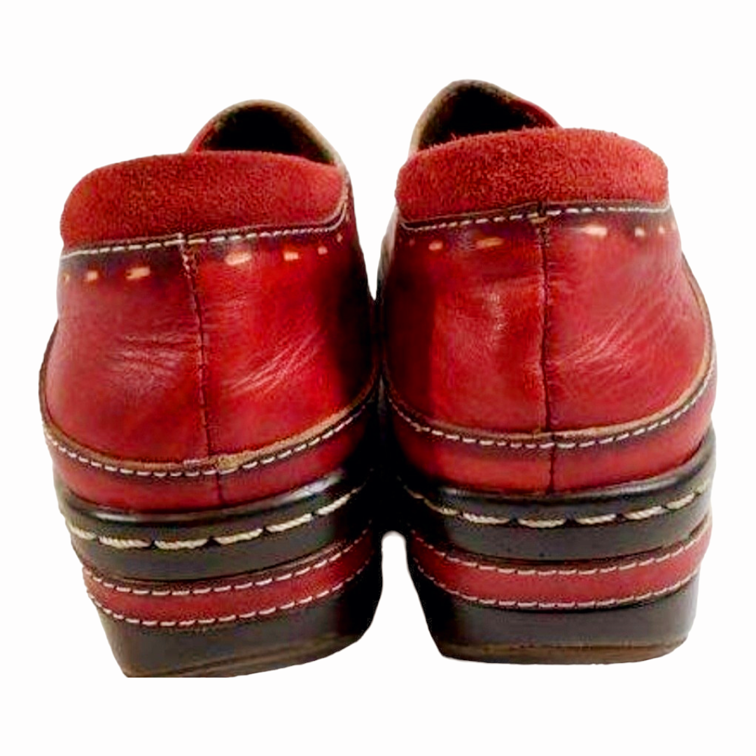 L'Artiste Red Leather Burbank Clogs Spring Step Women's Slip-On Shoes (Sz 39/8.5)