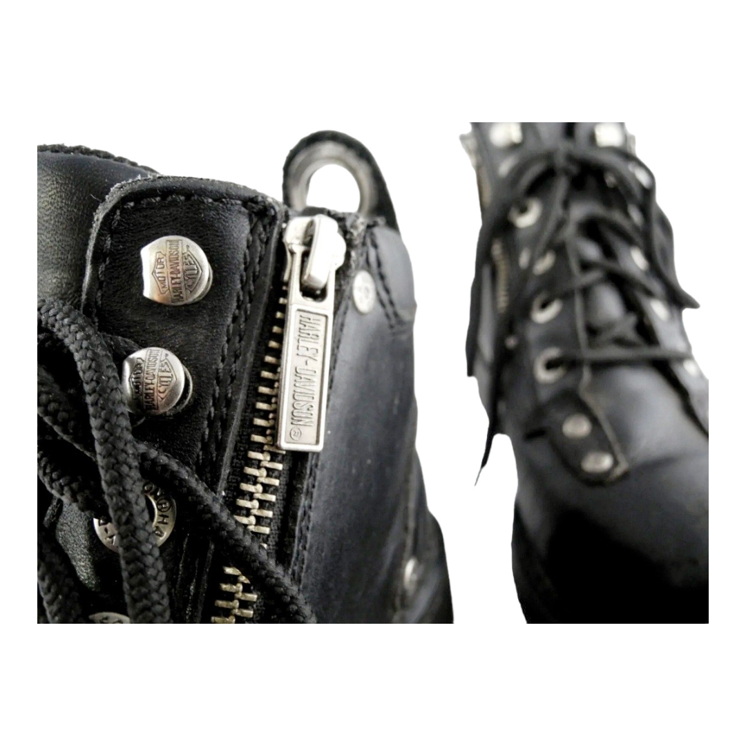 Men's *Black Leather Harley Davidson Havoc Boots, Lace up/Zip (Sz 9.5)
