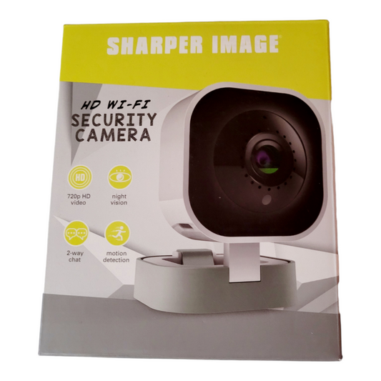 New *Sharper Image HD Wi-Fi Security Camera 110° View 2-way Chat 64GB SD Card