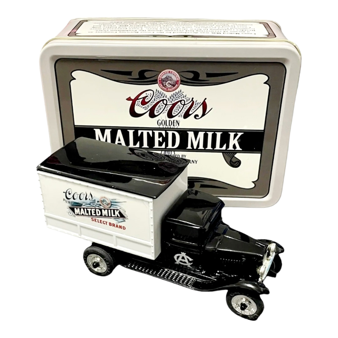 New *Ertl Coors Malted Milk 1930 Chevy Delivery Truck w/Metal Tin 1:43 Limited Edition