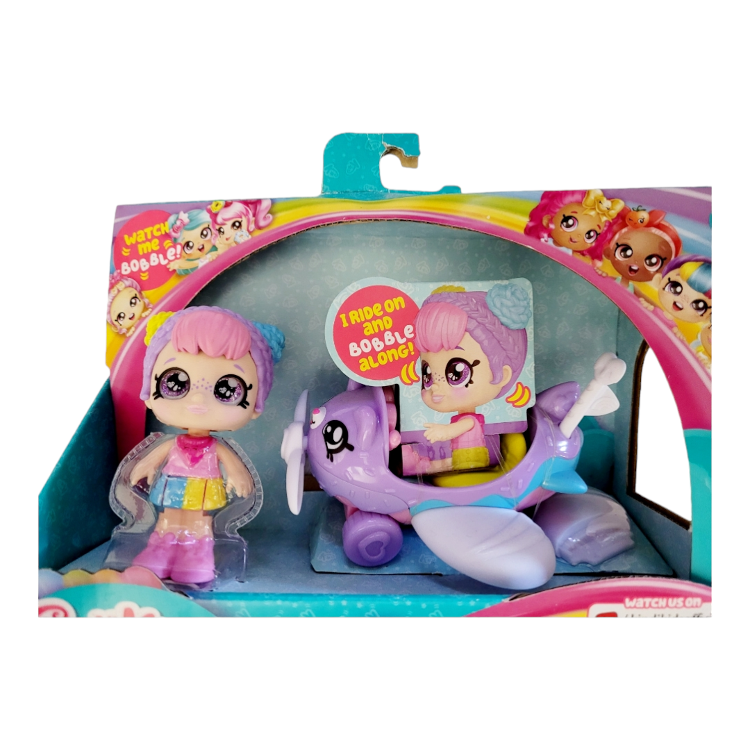 NEW *Kindi Kids Minis "Rainbow Kate's Airplane" Collectible Vehicle & Bobble Head Figure