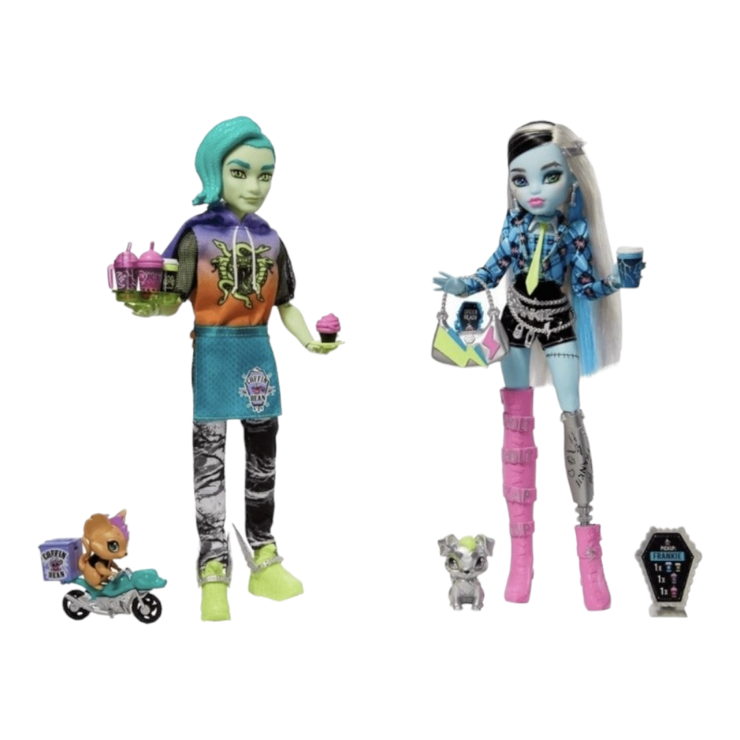 NEW *Monster High "Duece & Frank Coffee Break" Dolls at Coffin Bean Café