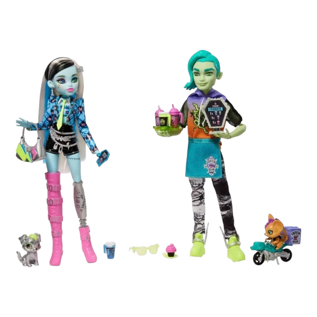 NEW *Monster High "Duece & Frank Coffee Break" Dolls at Coffin Bean Café