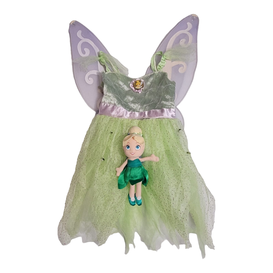 Adorable *Mint Disney Green Fairy Pixie Costume w/ Wings + Matching Doll (sz 4-6x)