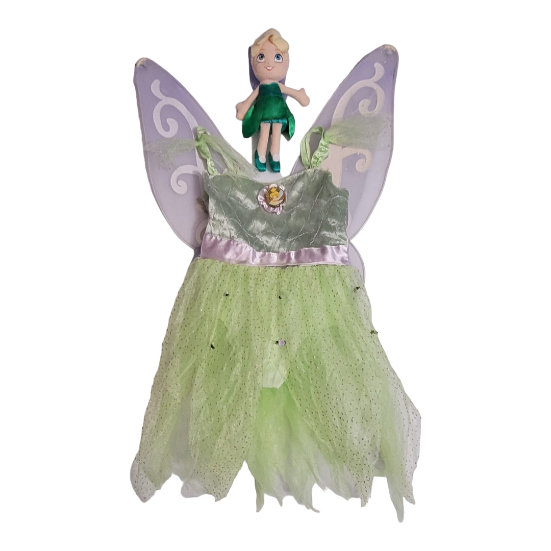 Adorable *Mint Disney Green Fairy Pixie Costume w/ Wings + Matching Doll (sz 4-6x)