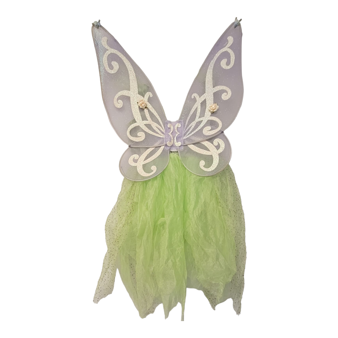 Adorable *Mint Disney Green Fairy Pixie Costume w/ Wings + Matching Doll (sz 4-6x)