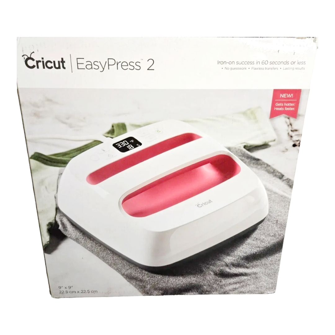 NEW *Cricut Easy Press 2 - Raspberry 9" x 9" Mini Heat Press + Base T-Shirts & Vinyl