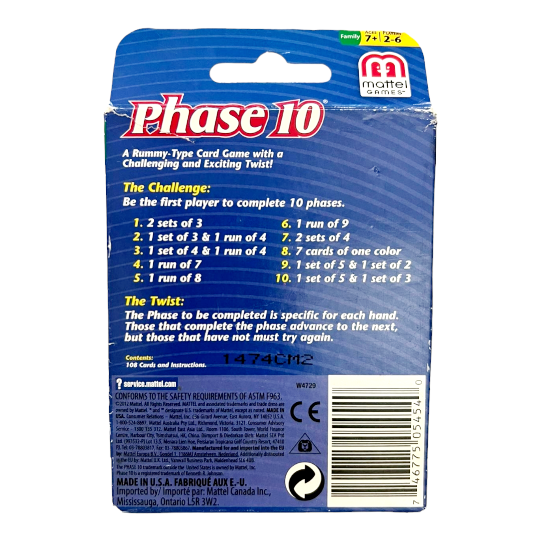 NEW *Phase 10 (Rummy-Type Card w/ a Twist) Mattel Game