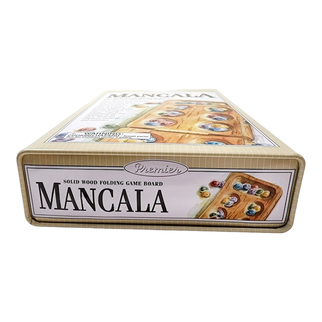 NEW *Travel Premier Mancala Folding Hinged Solid Wood Game Board w/ Stones (2001)