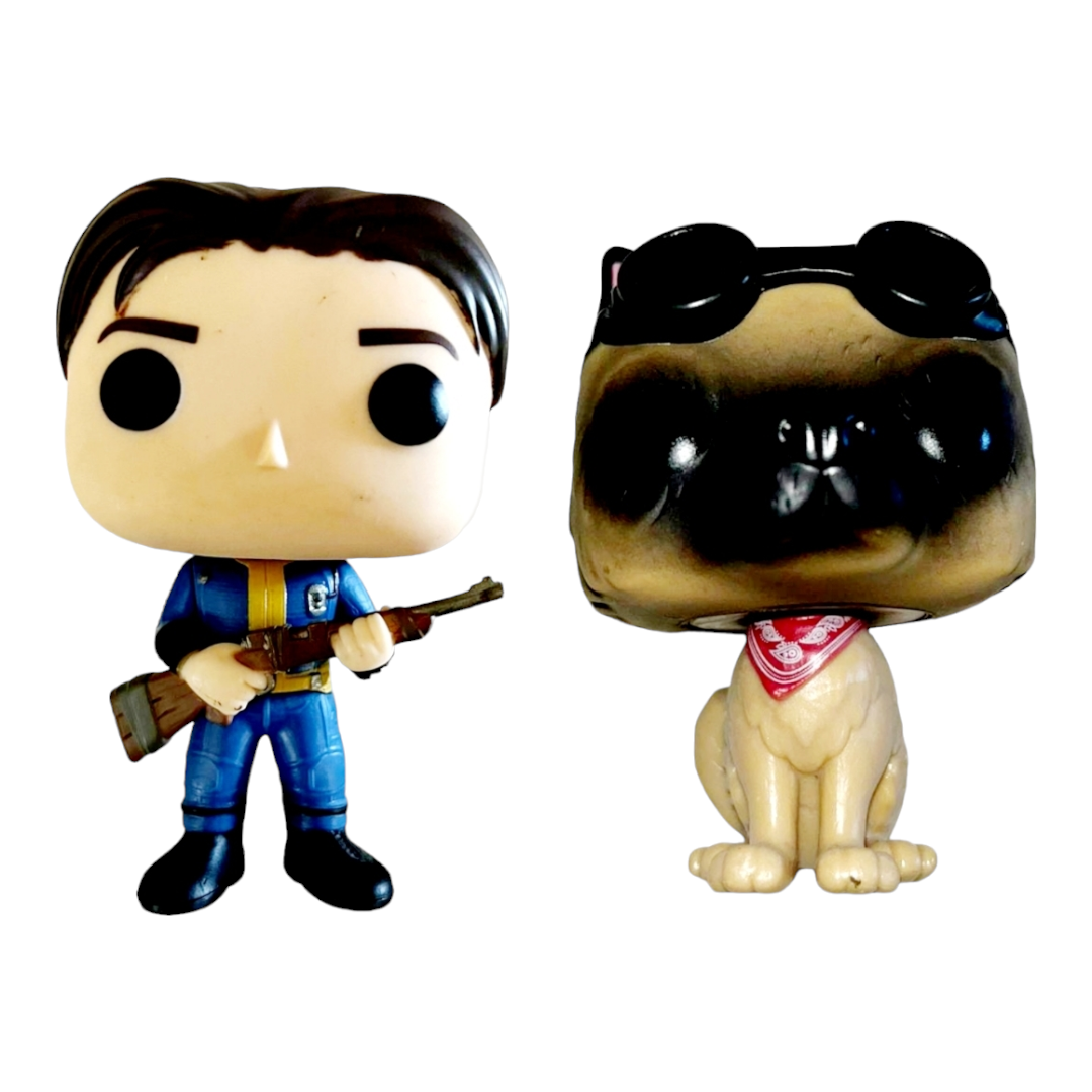 Funko Pop! Fallout 4, DOGMEAT #76 & SOLE SURVIVOR #75 Bobble-Heads