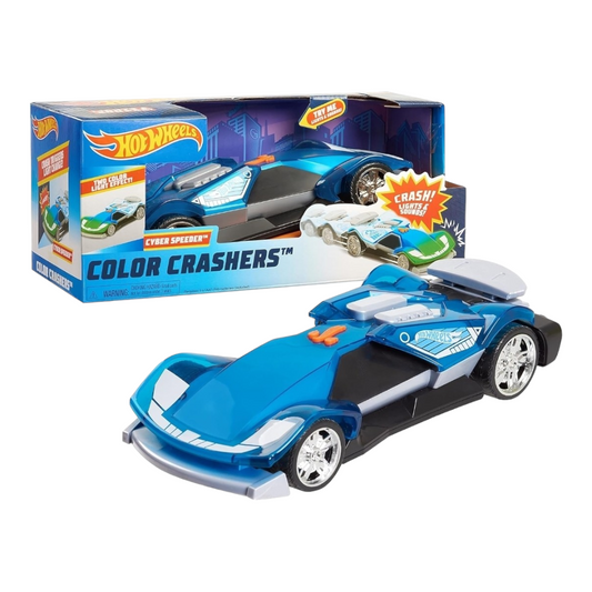 NEW *Hot Wheels "Blue Color Crashers" 10" (Cyber Speeder) Neon Bright-Lights & Sound