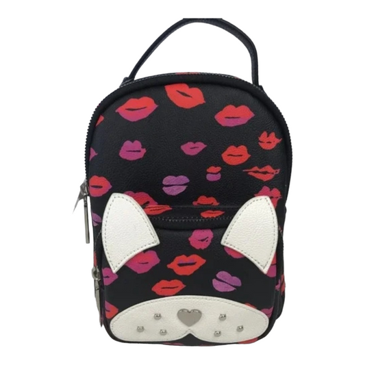 Cute *Betsey Johnson Kitsch Backpack Faux Leather Kisses + Dog + Love + Lips