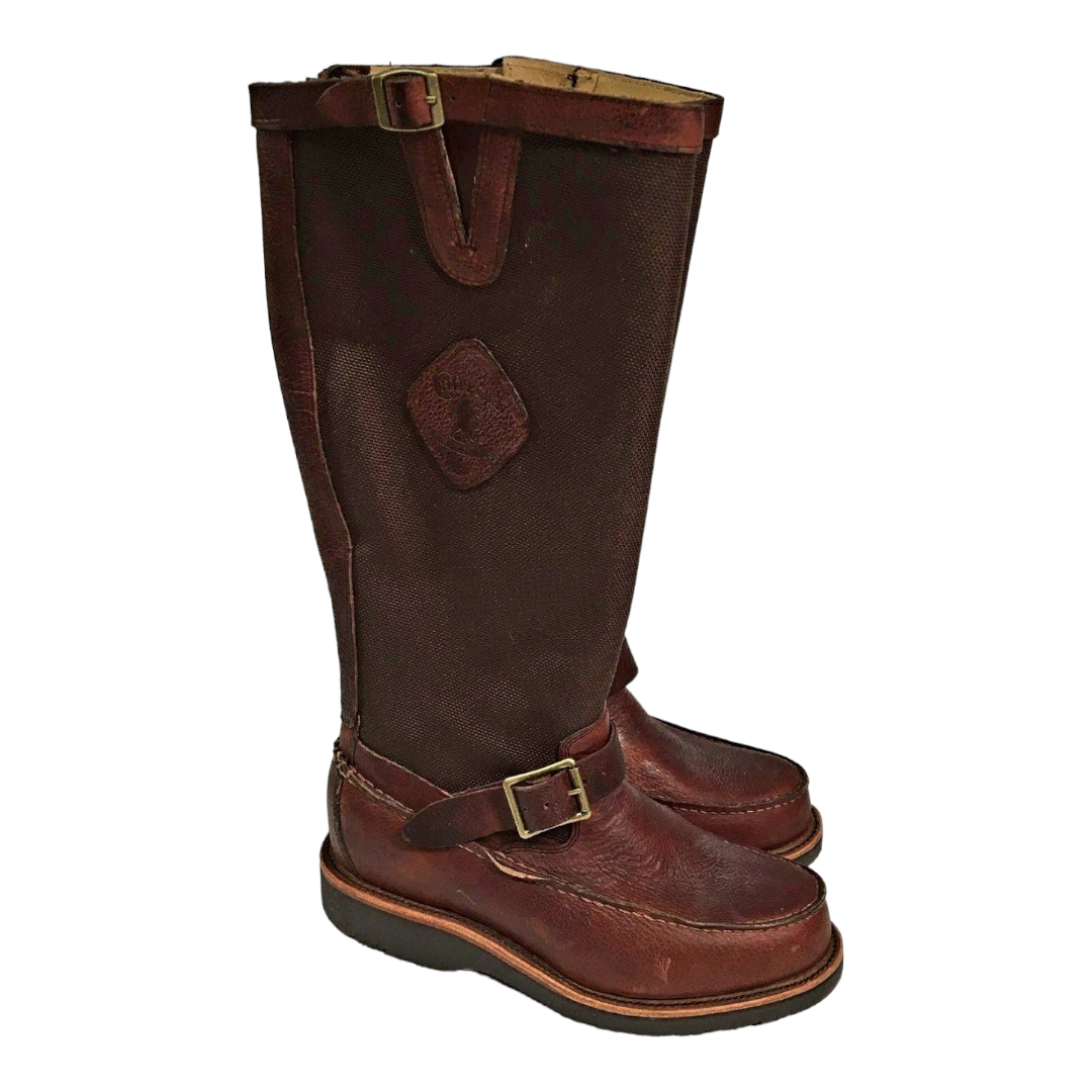 Great *Chippewa Men's Cutter 17" Toe Pull Brown Leather Snake Boots (Size 7.5 D)