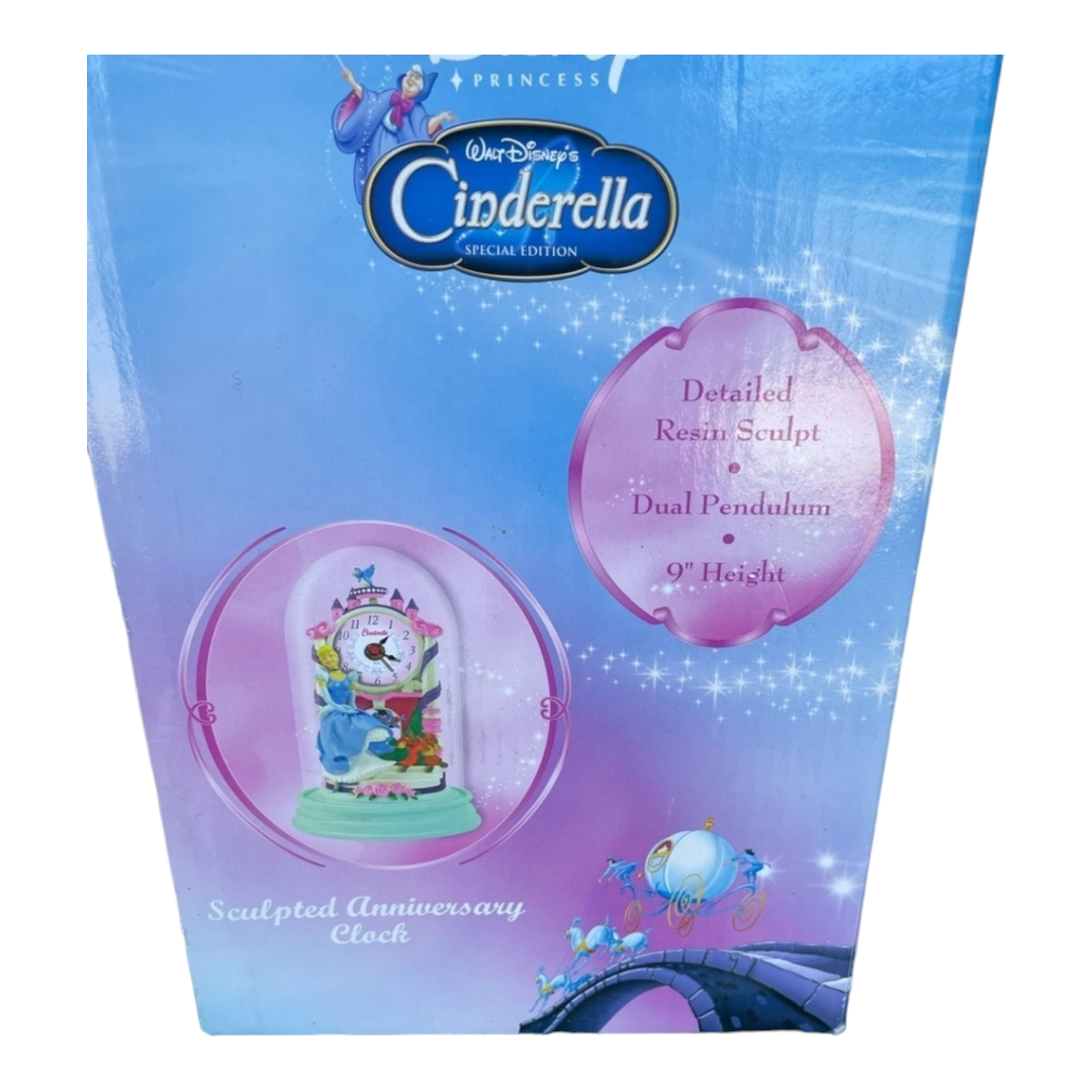 NEW *Walt Disney Cinderella 10" Glass Dome Clock (Special Edition Anniversary) w/ Box