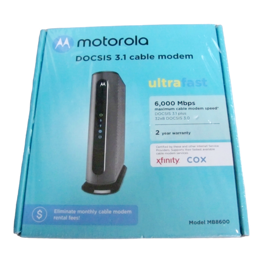 New *Motorola MB8600 32x8 Ultra-Fast DOCSIS 3.1 Cable Modem - Gray (Factory Sealed)