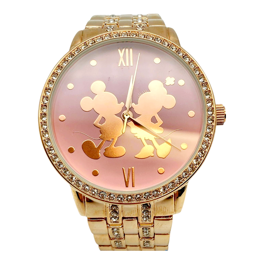 Disney Women's Watch Mickey/Minnie Mouse Qtz Pink Dial Rose Gold Steel 40mm
