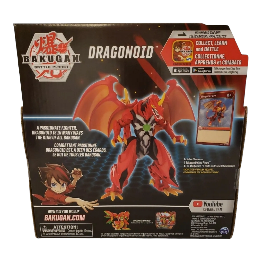 NEW *Bakugan Battle Planet DRAGONOID Deluxe Action Figure w/ Drago's Fury Card