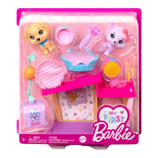 NEW *Barbie My First Barbie Accessories Pet Care Pack w/ Dog House, Puppy & Kitten +