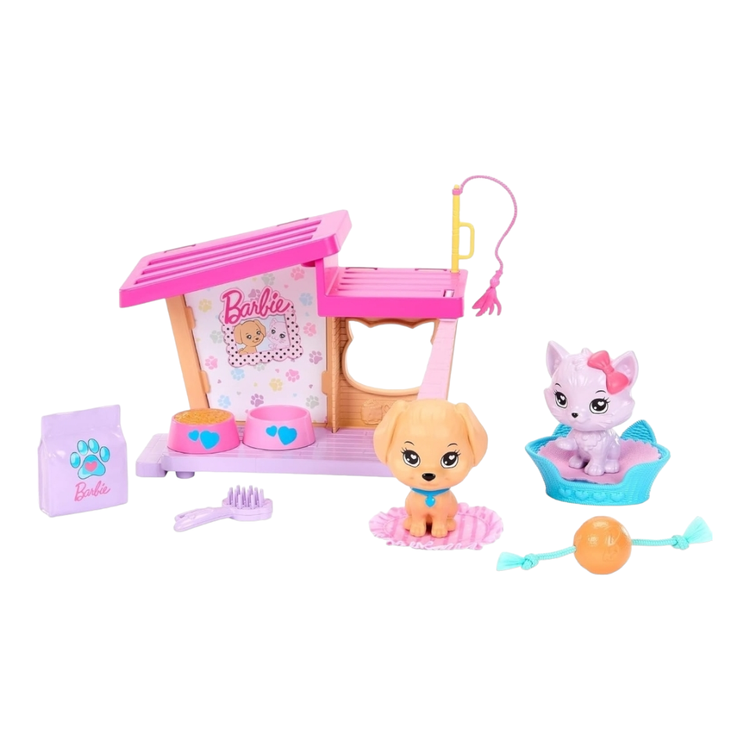 NEW *Barbie My First Barbie Accessories Pet Care Pack w/ Dog House, Puppy & Kitten +