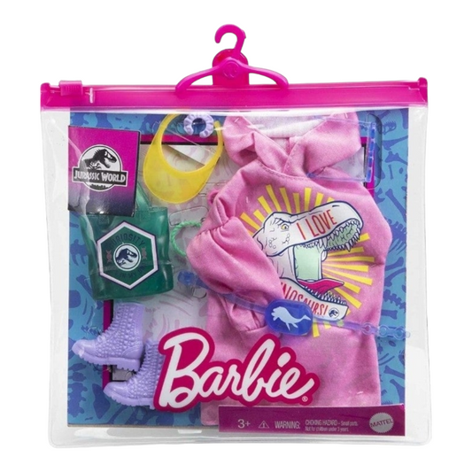 NEW *Barbie Jurassic World Fashion Outfit w/ Accessories Sweatshirt Dress 2021 Mattel